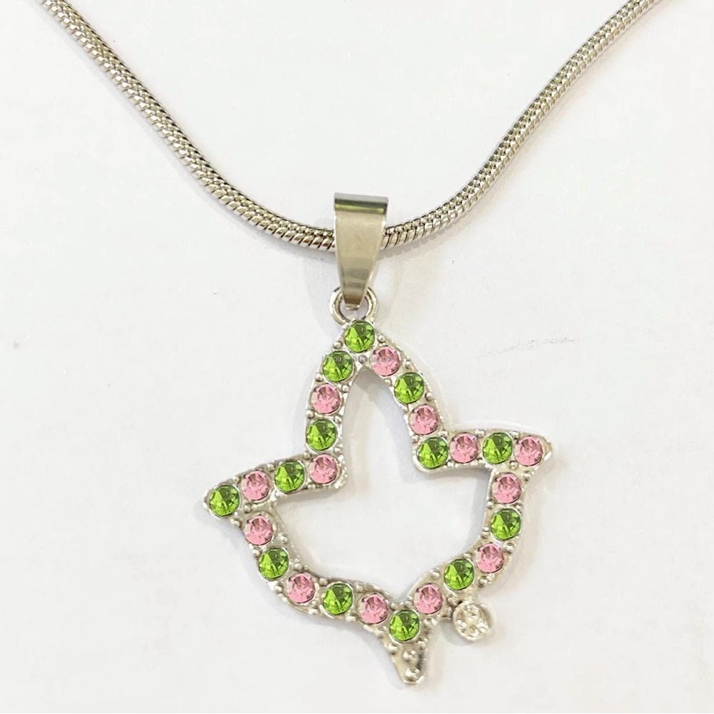 Pink and Green Ivy Leaf Sorority Inspired Necklace